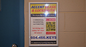 Accent Glass advertises at Pitt Meadows Arena