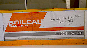 Boileau Electric advertises at Pitt Meadows Arena